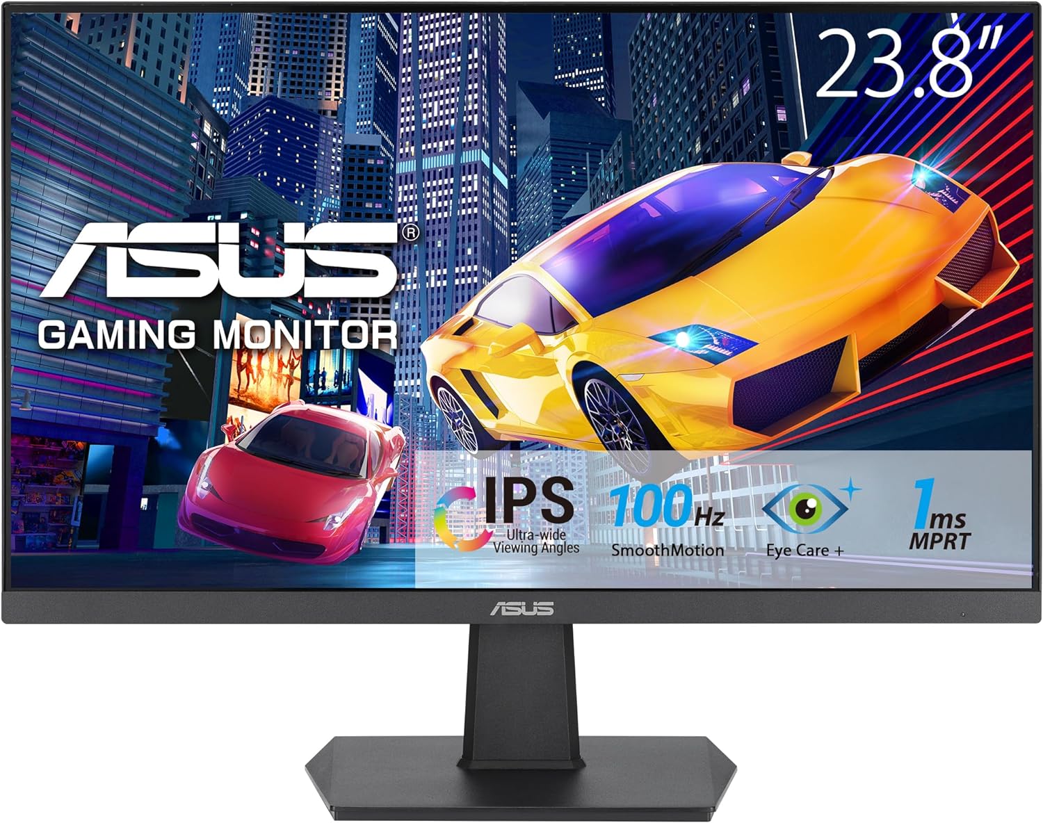 ASUS Eye Care VA24EHF - 24 Zoll Full HD Monitor - Rahmenlos, Flicker-Free, Blaulichtfilter, Adaptive-Sync - 1ms MPRT, 100 Hz, 16:9 IPS Panel, 1920x1080 - HDMI, Schwarz