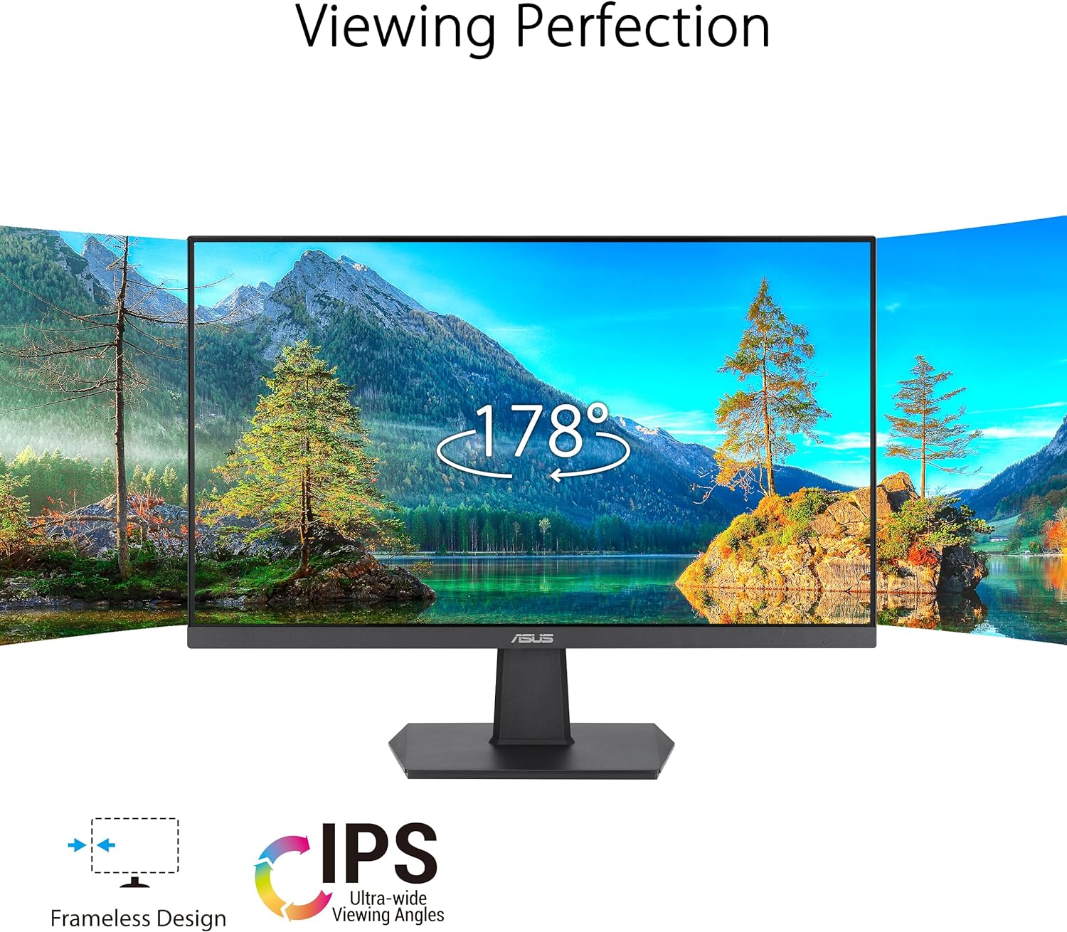 ASUS Eye Care VA24EHF - 24 Zoll Full HD Monitor - Rahmenlos, Flicker-Free, Blaulichtfilter, Adaptive-Sync - 1ms MPRT, 100 Hz, 16:9 IPS Panel, 1920x1080 - HDMI, Schwarz