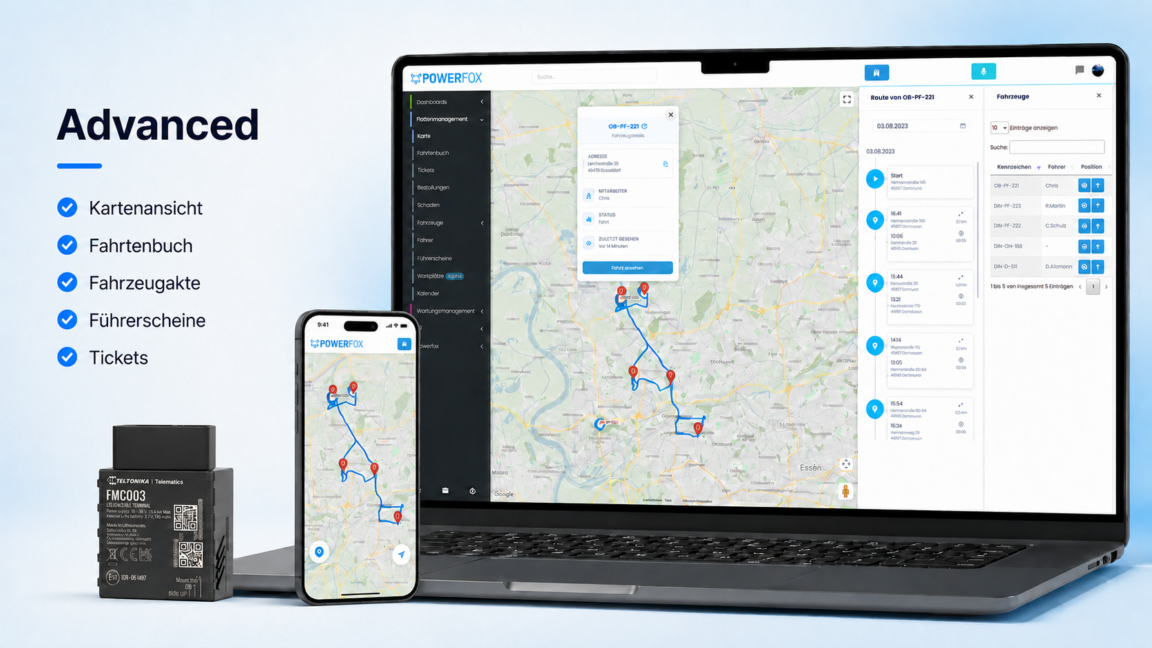Fuhrparkmanagement GPS Advanced in 3 Varianten