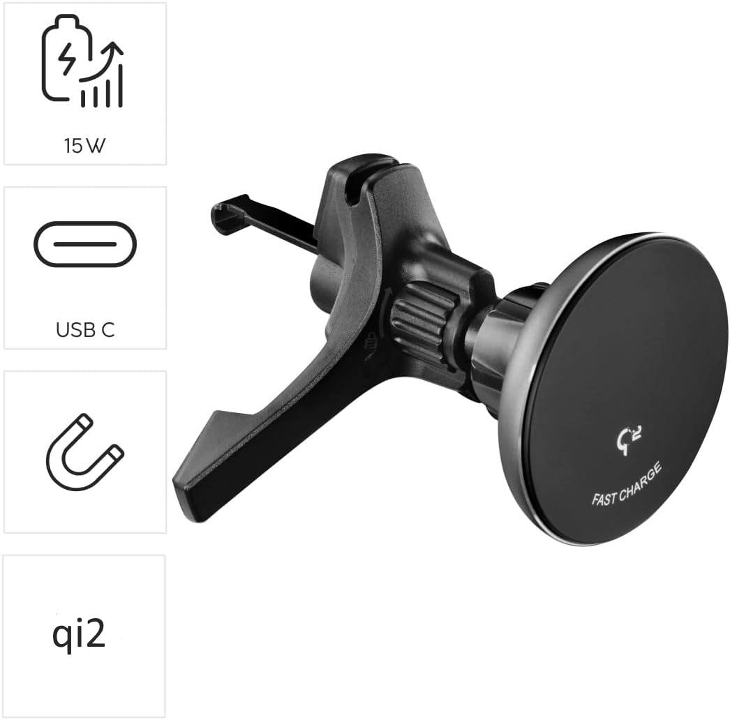 Hama 00201736 magnetisches Auto-Ladegerät – Qi2, 15 W und USB-C